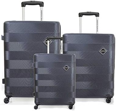 American Tourister (Set of 3 Pc Small Medium and Large Polycarbonate 4w Hardsided Cabin Checkin Strolly/Suitcase Luggage (Dark Black)