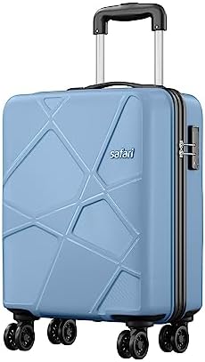 Safari Pentagon Plus 55 Cms Small Size Cabin Hardshellside Polypropylene 8 Wheels Luggage/Suitcase/4 Wheel Inline Trolley Bag with TSA Lock (Slate Blue)