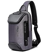 Red Lemon Bange Waterproof Anti -thief Password Zipper Lock Crossbody Bag with USB Charging Chest...